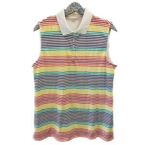 Lands End Rainbow Striped Polo Tank Top XL tennis golf pickleball